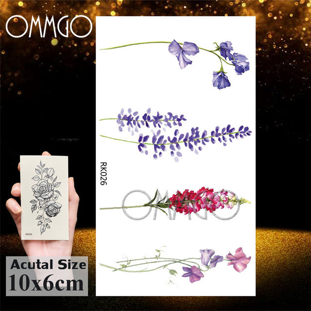 OMMGO Dream Catcher Watercolor Temporary Tattoos Sticker Feather Tribal Custom Tattoo Body Art Arm Fake Tatoos Galaxy Sexy DIY