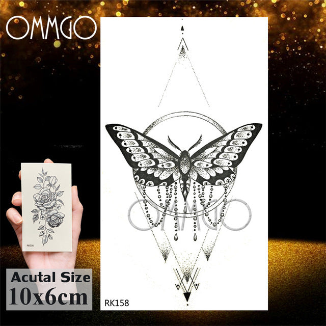 OMMGO Dream Catcher Watercolor Temporary Tattoos Sticker Feather Tribal Custom Tattoo Body Art Arm Fake Tatoos Galaxy Sexy DIY