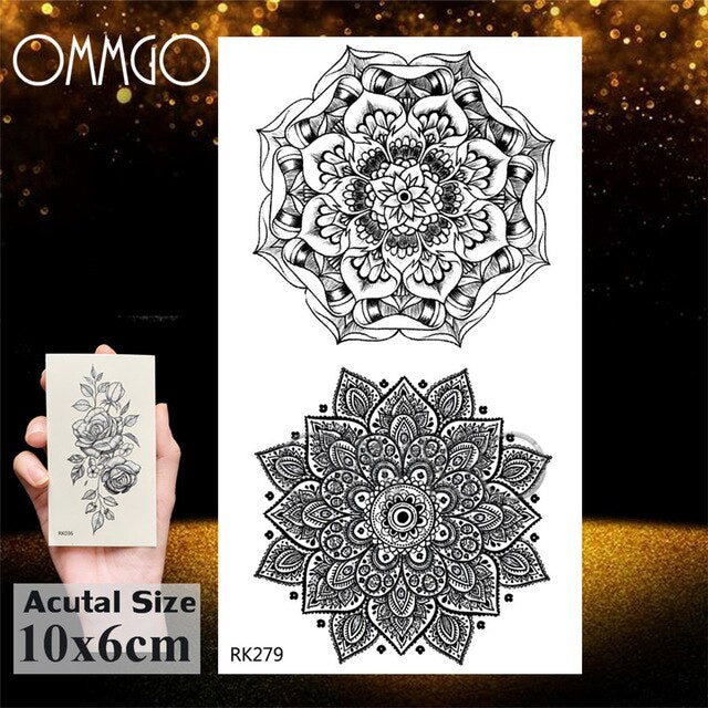 OMMGO Dream Catcher Watercolor Temporary Tattoos Sticker Feather Tribal Custom Tattoo Body Art Arm Fake Tatoos Galaxy Sexy DIY