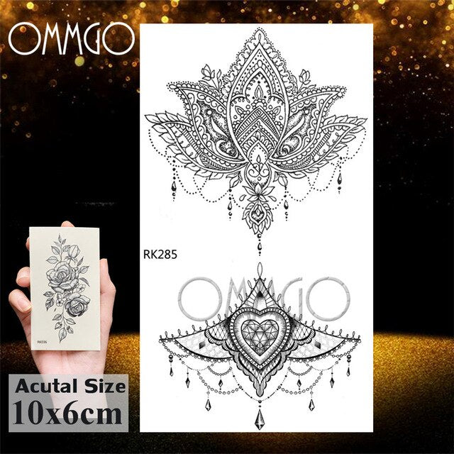 OMMGO Dream Catcher Watercolor Temporary Tattoos Sticker Feather Tribal Custom Tattoo Body Art Arm Fake Tatoos Galaxy Sexy DIY
