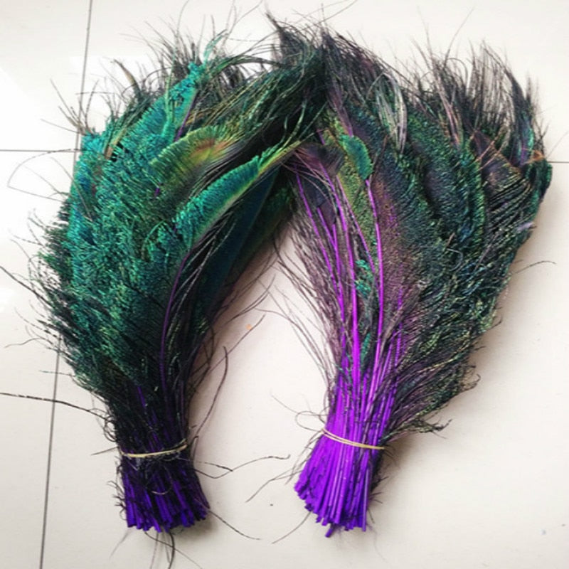 Wholesale beautiful purple peacock feather sword 10 pcs symmetrical size 30-40 cm 12-16 inches celebration decoration