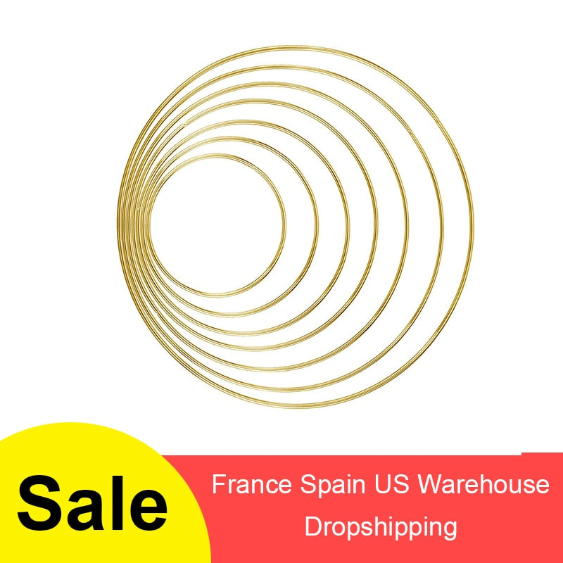5-19cm Metal Dream Catcher Ring Macrame Craft Hoop Gold DIY Dreamcatcher Accessory Room Decor