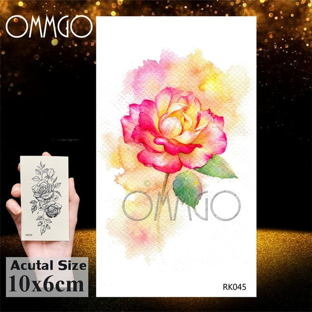 OMMGO Tribal Dream Catcher Feather Temporary Tattoos Sticker Colorful Henna Custom Tattoo Body Art Arm Waterproof Fake Tatoos