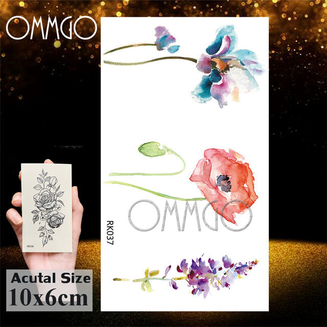 OMMGO Tribal Dream Catcher Feather Temporary Tattoos Sticker Colorful Henna Custom Tattoo Body Art Arm Waterproof Fake Tatoos