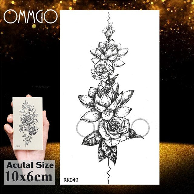 OMMGO Tribal Dream Catcher Feather Temporary Tattoos Sticker Colorful Henna Custom Tattoo Body Art Arm Waterproof Fake Tatoos