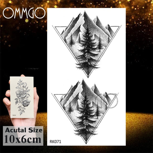 OMMGO Tribal Dream Catcher Feather Temporary Tattoos Sticker Colorful Henna Custom Tattoo Body Art Arm Waterproof Fake Tatoos
