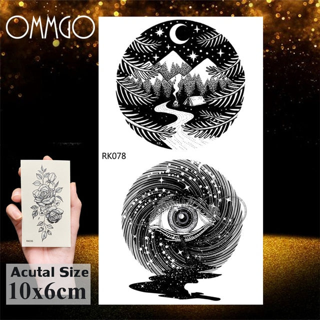 OMMGO Tribal Dream Catcher Feather Temporary Tattoos Sticker Colorful Henna Custom Tattoo Body Art Arm Waterproof Fake Tatoos