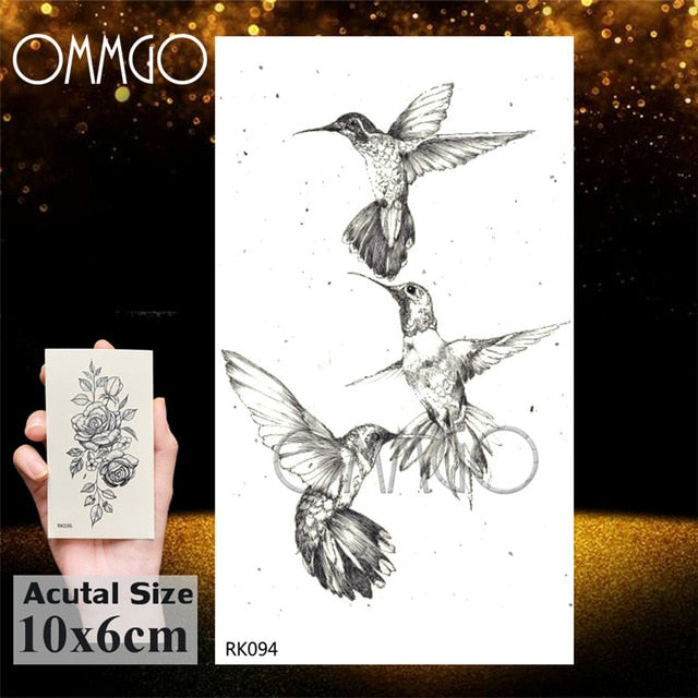 OMMGO Tribal Dream Catcher Feather Temporary Tattoos Sticker Colorful Henna Custom Tattoo Body Art Arm Waterproof Fake Tatoos