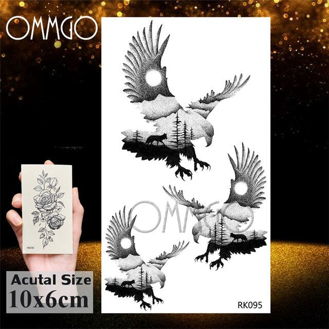 OMMGO Tribal Dream Catcher Feather Temporary Tattoos Sticker Colorful Henna Custom Tattoo Body Art Arm Waterproof Fake Tatoos