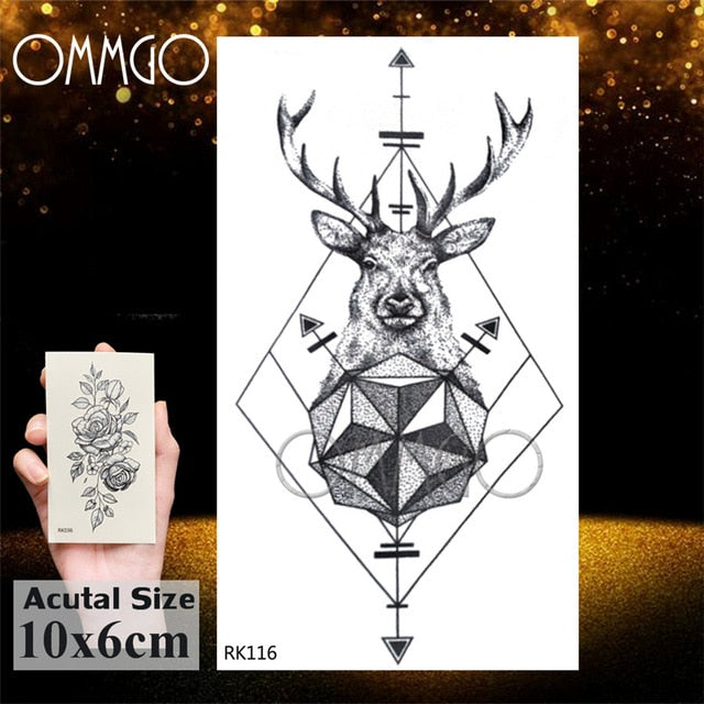 OMMGO Tribal Dream Catcher Feather Temporary Tattoos Sticker Colorful Henna Custom Tattoo Body Art Arm Waterproof Fake Tatoos