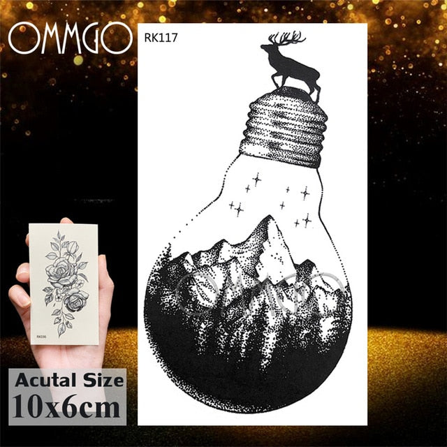 OMMGO Tribal Dream Catcher Feather Temporary Tattoos Sticker Colorful Henna Custom Tattoo Body Art Arm Waterproof Fake Tatoos