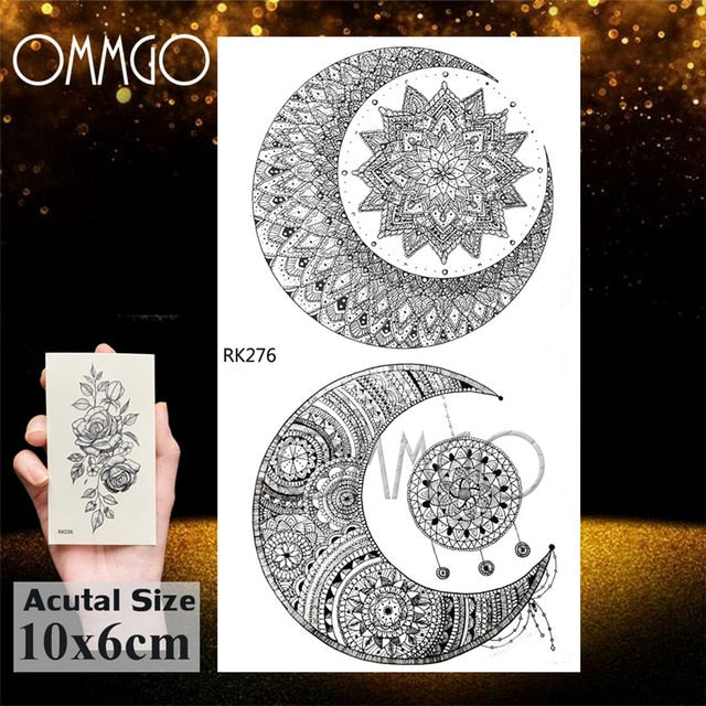 OMMGO Tribal Dream Catcher Feather Temporary Tattoos Sticker Colorful Henna Custom Tattoo Body Art Arm Waterproof Fake Tatoos
