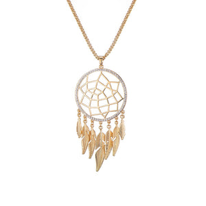 Big Dream Catcher Pendant Necklace Gold Silver Hollow Long Jewelry Crystal Necklace For Women Choker Gift Collier 2019 Wholesale