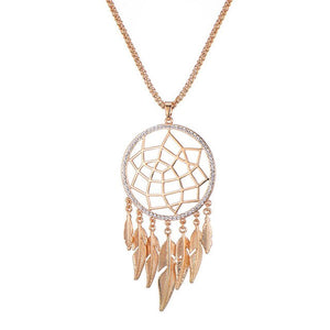 Big Dream Catcher Pendant Necklace Gold Silver Hollow Long Jewelry Crystal Necklace For Women Choker Gift Collier 2019 Wholesale