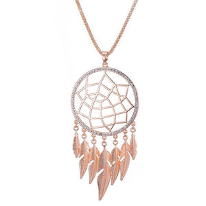 Big Dream Catcher Pendant Necklace Gold Silver Hollow Long Jewelry Crystal Necklace For Women Choker Gift Collier 2019 Wholesale