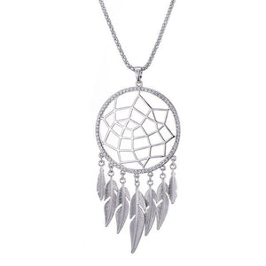 Big Dream Catcher Pendant Necklace Gold Silver Hollow Long Jewelry Crystal Necklace For Women Choker Gift Collier 2019 Wholesale