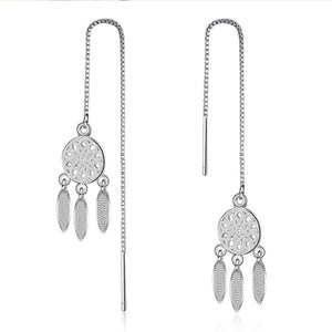 Kinitial New Dream Catcher Drop Earrings for Women Fashion Chain Tassel Dangle Feather Statement Earring Charm Jewelry