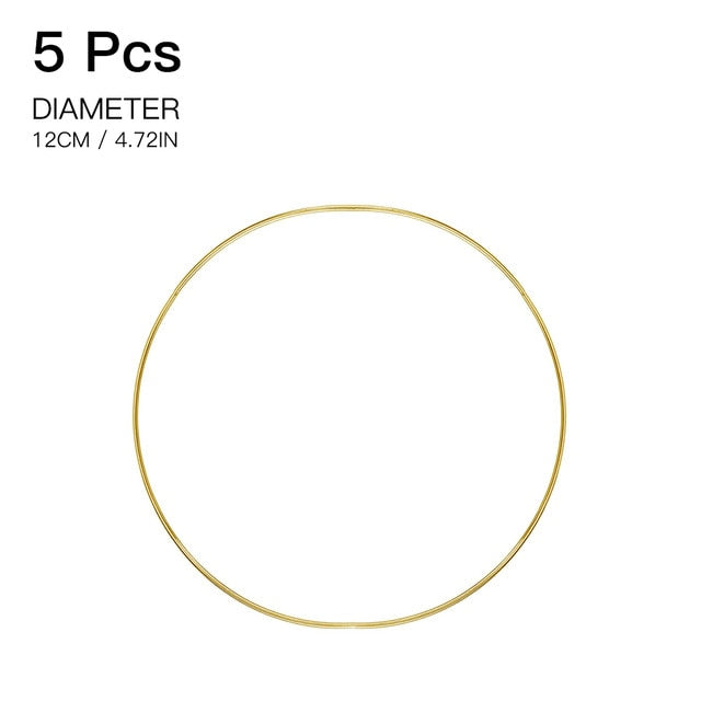 5-19cm Metal Dream Catcher Ring Macrame Craft Hoop Gold DIY Dreamcatcher Accessory Room Decor