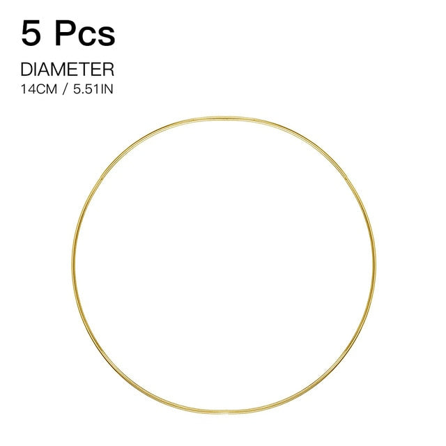 5-19cm Metal Dream Catcher Ring Macrame Craft Hoop Gold DIY Dreamcatcher Accessory Room Decor