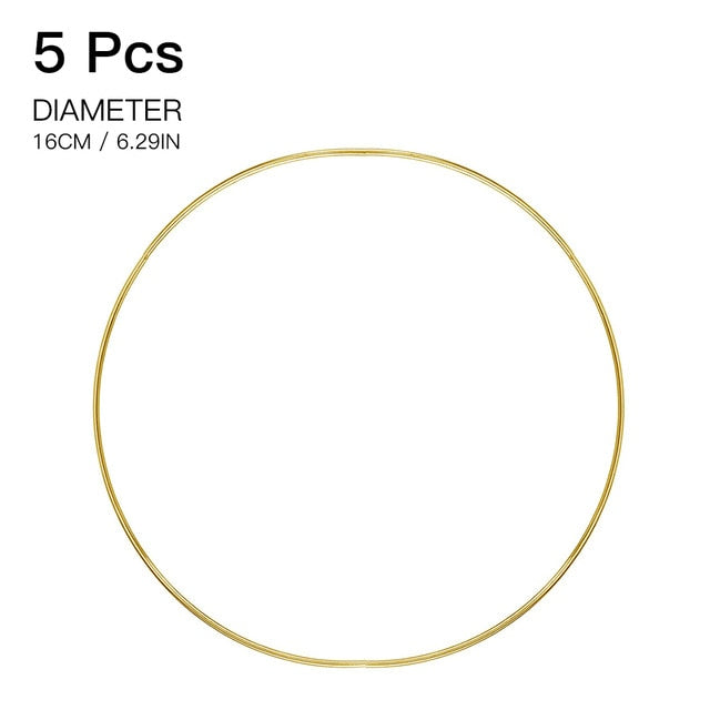 5-19cm Metal Dream Catcher Ring Macrame Craft Hoop Gold DIY Dreamcatcher Accessory Room Decor