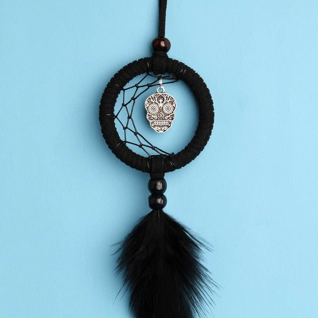MIAMOR MINI Dream Catcher With Skull & Owl Halloween Party Scary Pendant Decor Car & Bag Decoration Accessories Gift AMOR0377