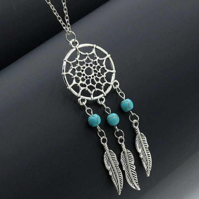 Woozu New Dream Catcher Series Jewelry Necklace Feather Necklace Long Sweater Chain Statement Jewelry Choker Necklace For Women