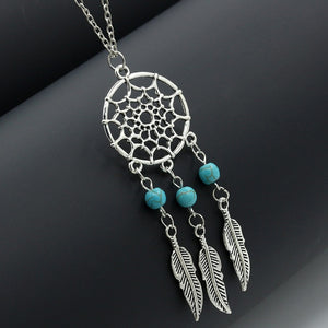 Woozu New Dream Catcher Series Jewelry Necklace Feather Necklace Long Sweater Chain Statement Jewelry Choker Necklace For Women