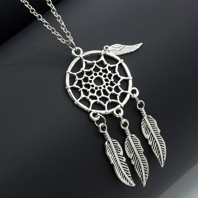 Woozu New Dream Catcher Series Jewelry Necklace Feather Necklace Long Sweater Chain Statement Jewelry Choker Necklace For Women