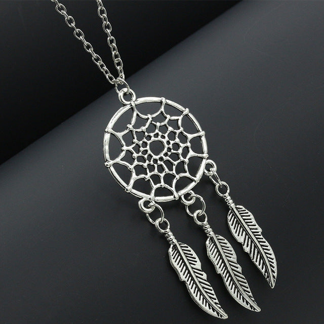 Woozu New Dream Catcher Series Jewelry Necklace Feather Necklace Long Sweater Chain Statement Jewelry Choker Necklace For Women