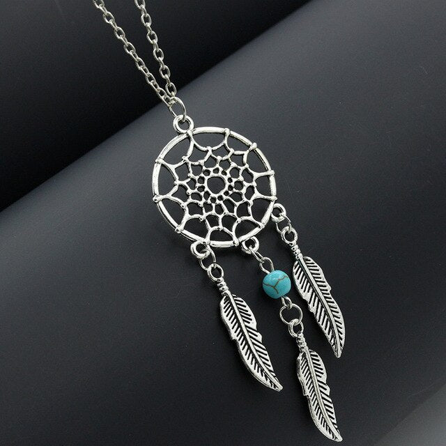 Woozu New Dream Catcher Series Jewelry Necklace Feather Necklace Long Sweater Chain Statement Jewelry Choker Necklace For Women