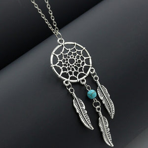 Woozu New Dream Catcher Series Jewelry Necklace Feather Necklace Long Sweater Chain Statement Jewelry Choker Necklace For Women