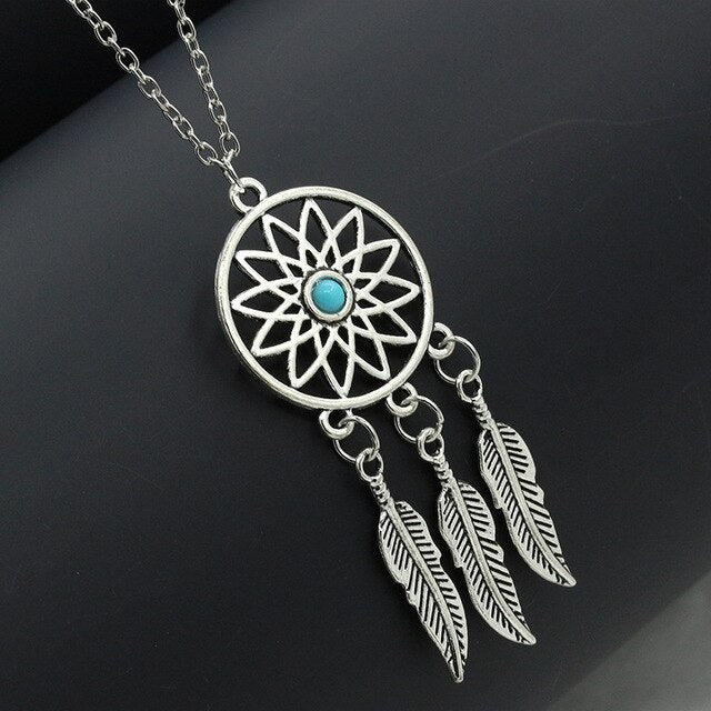 Woozu New Dream Catcher Series Jewelry Necklace Feather Necklace Long Sweater Chain Statement Jewelry Choker Necklace For Women