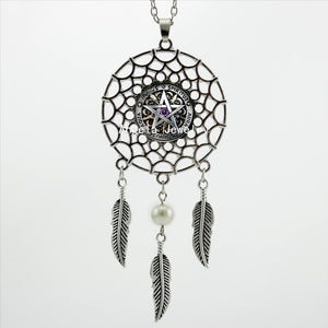 -00578 Trendy Style Wiccan Necklace Black Magick Pagan Pentagram Jewelry Novel Dream Catcher Necklace