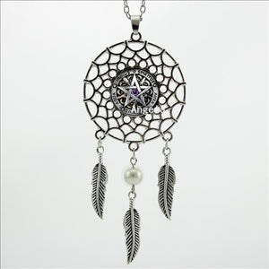 -00578 Trendy Style Wiccan Necklace Black Magick Pagan Pentagram Jewelry Novel Dream Catcher Necklace