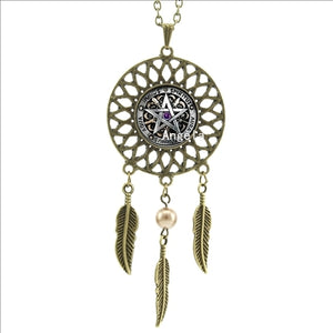 -00578 Trendy Style Wiccan Necklace Black Magick Pagan Pentagram Jewelry Novel Dream Catcher Necklace