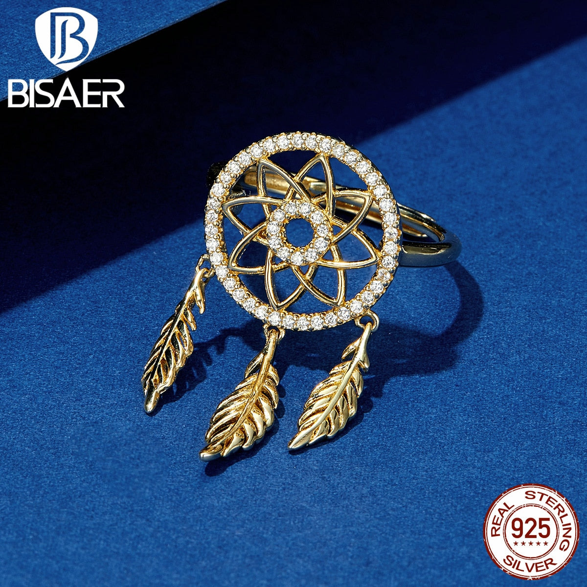 Dreamcatcher rings bisaer high quality 925 Sterling silver romantic Dream catcher finger rings for women fine jewelry EFR073