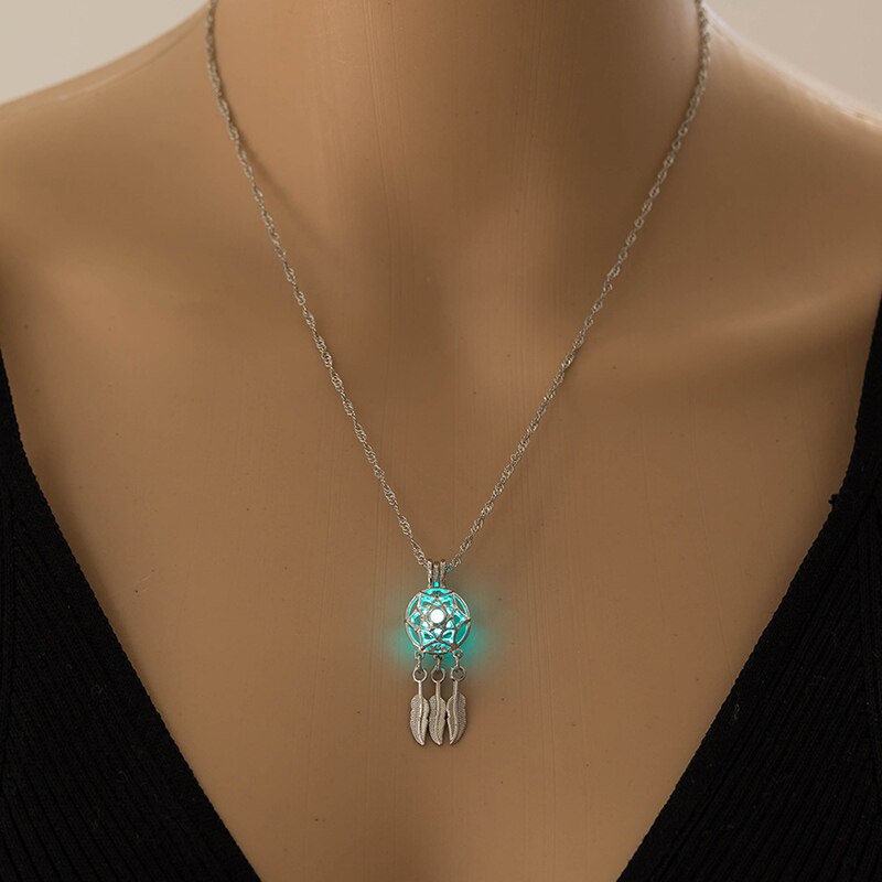 Luminous Necklace Dream Catcher Pendant Necklace Birthday Valentime Gifts for Girlfriend Daughter LL@17