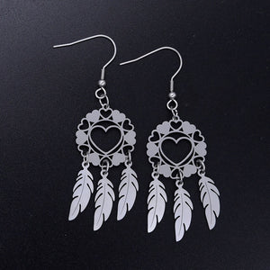 Vni and Mia 100% Stainless Steel Boho Lotus Dream Catcher Earring For Women Wholesale Fashion Bohemia Jewelry Dropshipping