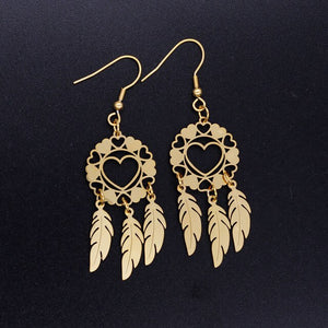 Vni and Mia 100% Stainless Steel Boho Lotus Dream Catcher Earring For Women Wholesale Fashion Bohemia Jewelry Dropshipping