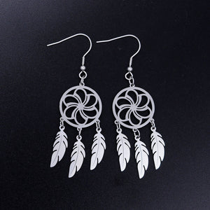 Vni and Mia 100% Stainless Steel Boho Lotus Dream Catcher Earring For Women Wholesale Fashion Bohemia Jewelry Dropshipping