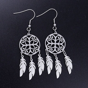 Vni and Mia 100% Stainless Steel Boho Lotus Dream Catcher Earring For Women Wholesale Fashion Bohemia Jewelry Dropshipping