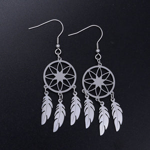 Vni and Mia 100% Stainless Steel Boho Lotus Dream Catcher Earring For Women Wholesale Fashion Bohemia Jewelry Dropshipping