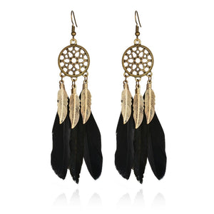 Stylish Bohemia Earrings Feather Long Design Dream Catcher Earrings for Women Jewelry Feather Ornaments Earring Oorbellen Bijoux