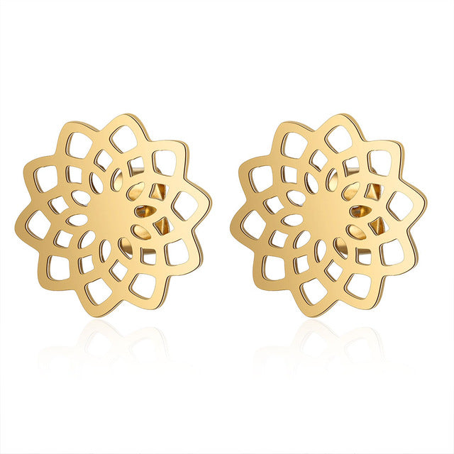 Bohemia Fashion Dream Catcher Drop Earring for Women Wholesale 100% Stainless Steel Boho Feather Lotus  Jewelry Dropshipping