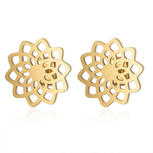 Bohemia Fashion Dream Catcher Drop Earring for Women Wholesale 100% Stainless Steel Boho Feather Lotus  Jewelry Dropshipping
