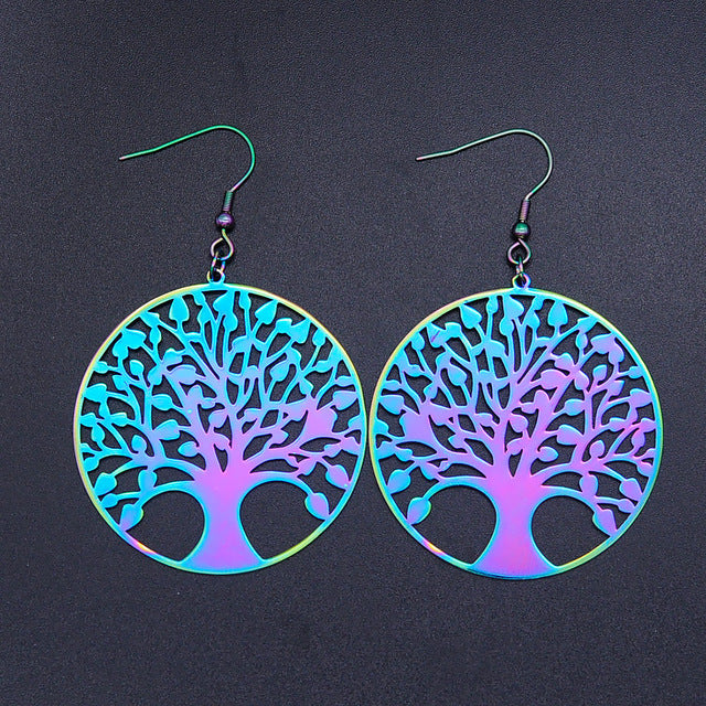 Bohemia Fashion Dream Catcher Drop Earring for Women Wholesale 100% Stainless Steel Boho Feather Lotus  Jewelry Dropshipping