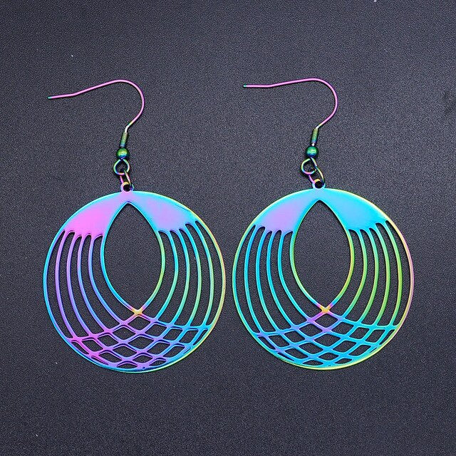 Bohemia Fashion Dream Catcher Drop Earring for Women Wholesale 100% Stainless Steel Boho Feather Lotus  Jewelry Dropshipping