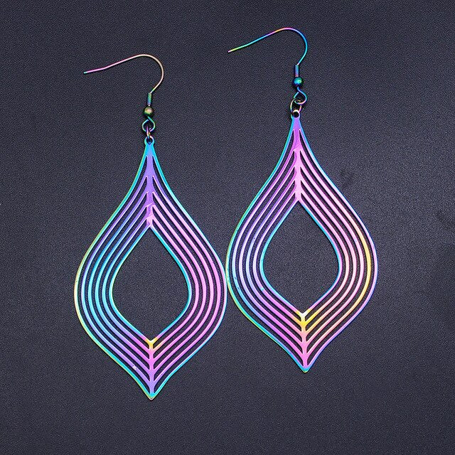 Bohemia Fashion Dream Catcher Drop Earring for Women Wholesale 100% Stainless Steel Boho Feather Lotus  Jewelry Dropshipping