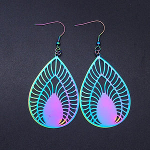 Bohemia Fashion Dream Catcher Drop Earring for Women Wholesale 100% Stainless Steel Boho Feather Lotus  Jewelry Dropshipping