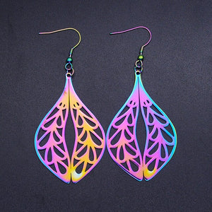 Bohemia Fashion Dream Catcher Drop Earring for Women Wholesale 100% Stainless Steel Boho Feather Lotus  Jewelry Dropshipping